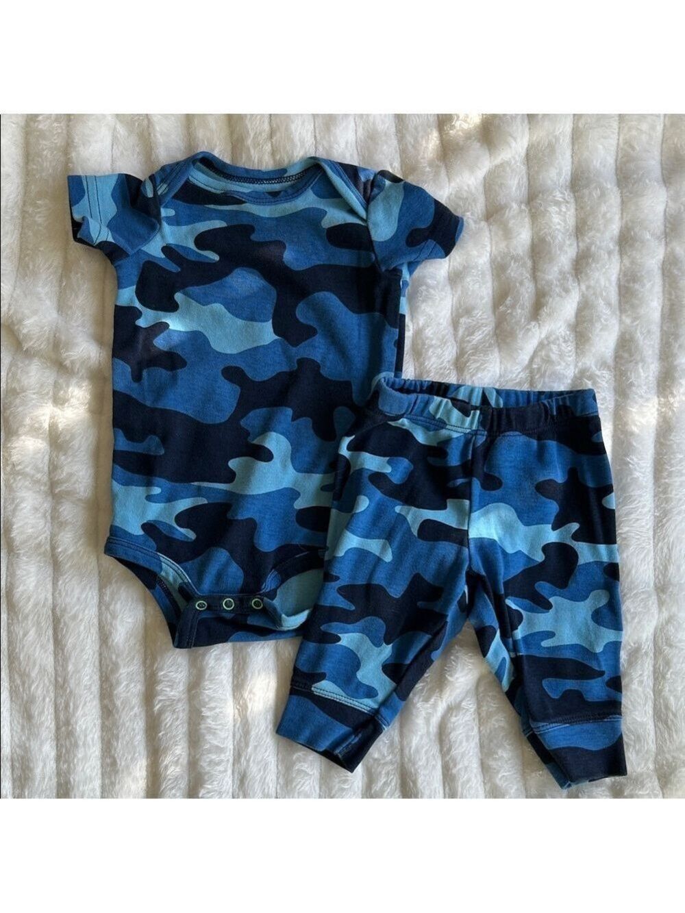 Primary Organic Cotton Blue Camouflage Onesie